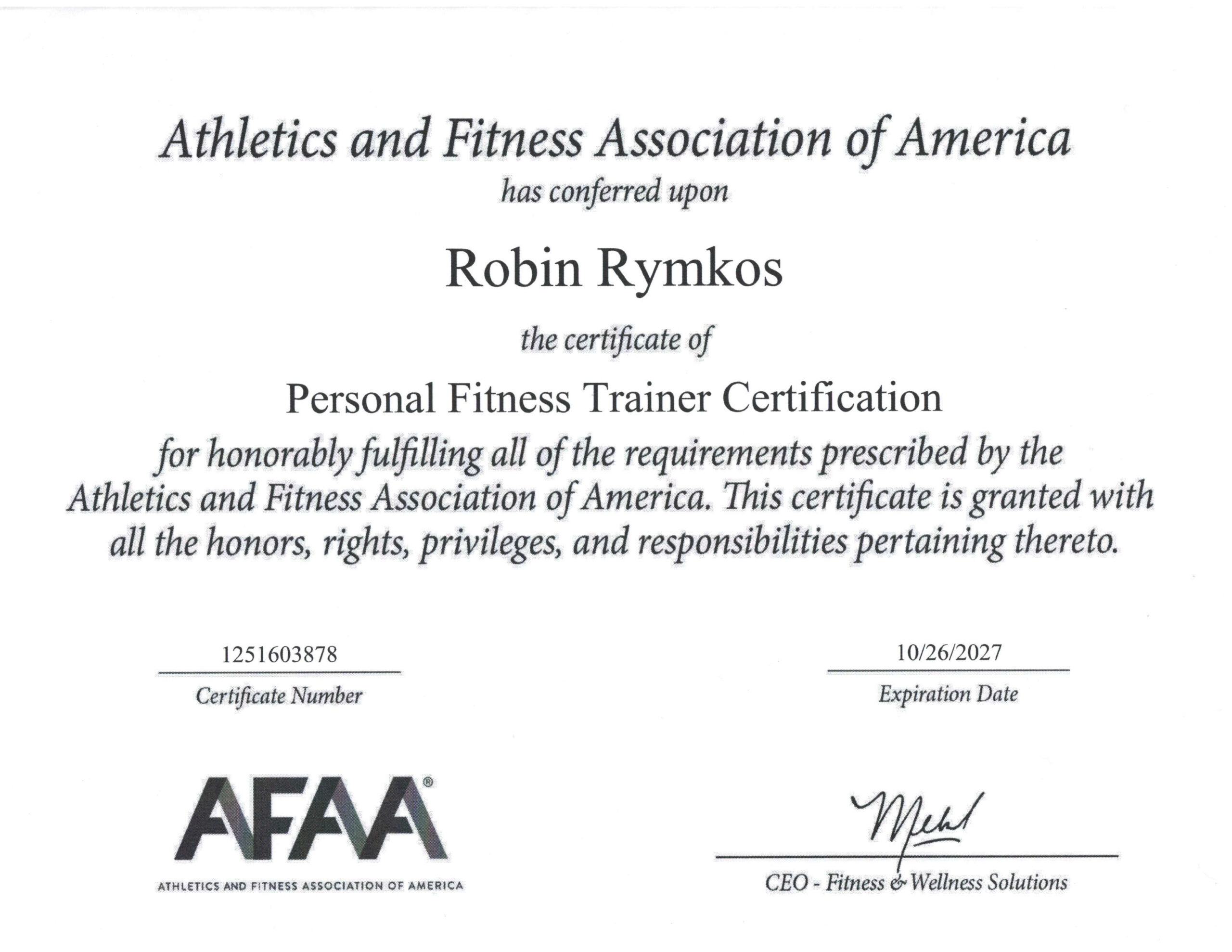 AFAA Personal Fitness Trainer Certification